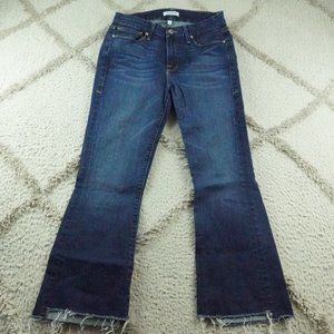 Good American Cropped Mini Boot Cut Jeans Womens 28 Raw Hem Stretch Denim